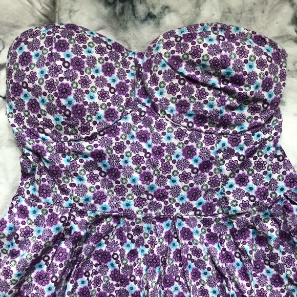 Rue 21 Purple Floral Strapless Dress - Picture 2 of 8